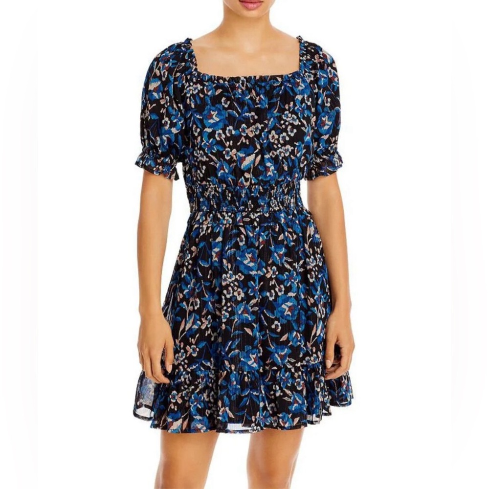 AQUA floral smocked mini dress